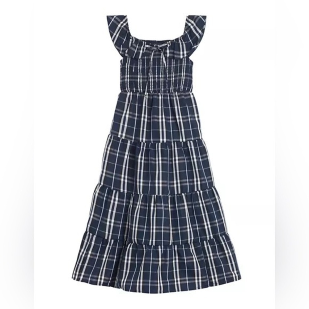 BCX Big Girls Plaid Taffeta Tiered Maxi Dress